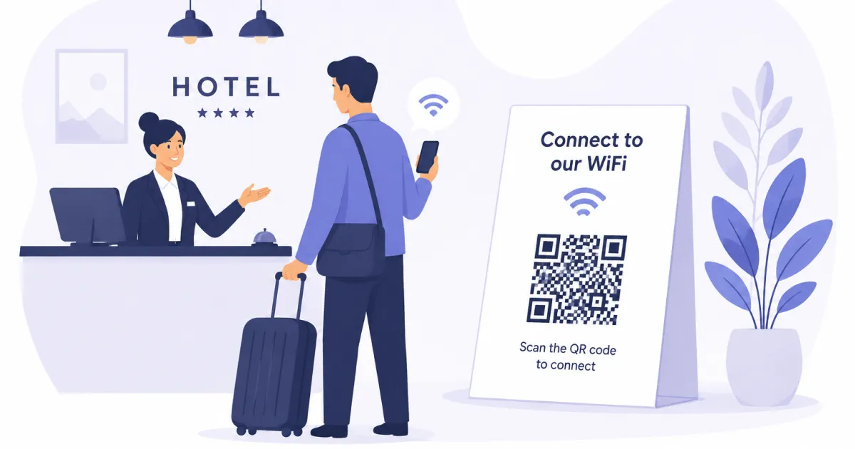 A hotel guest checking into a hotel