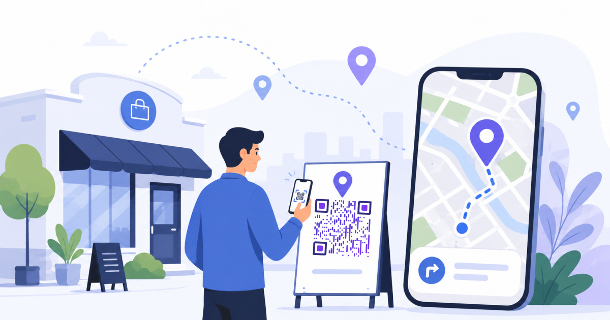 A person scanning a qr code to find a location