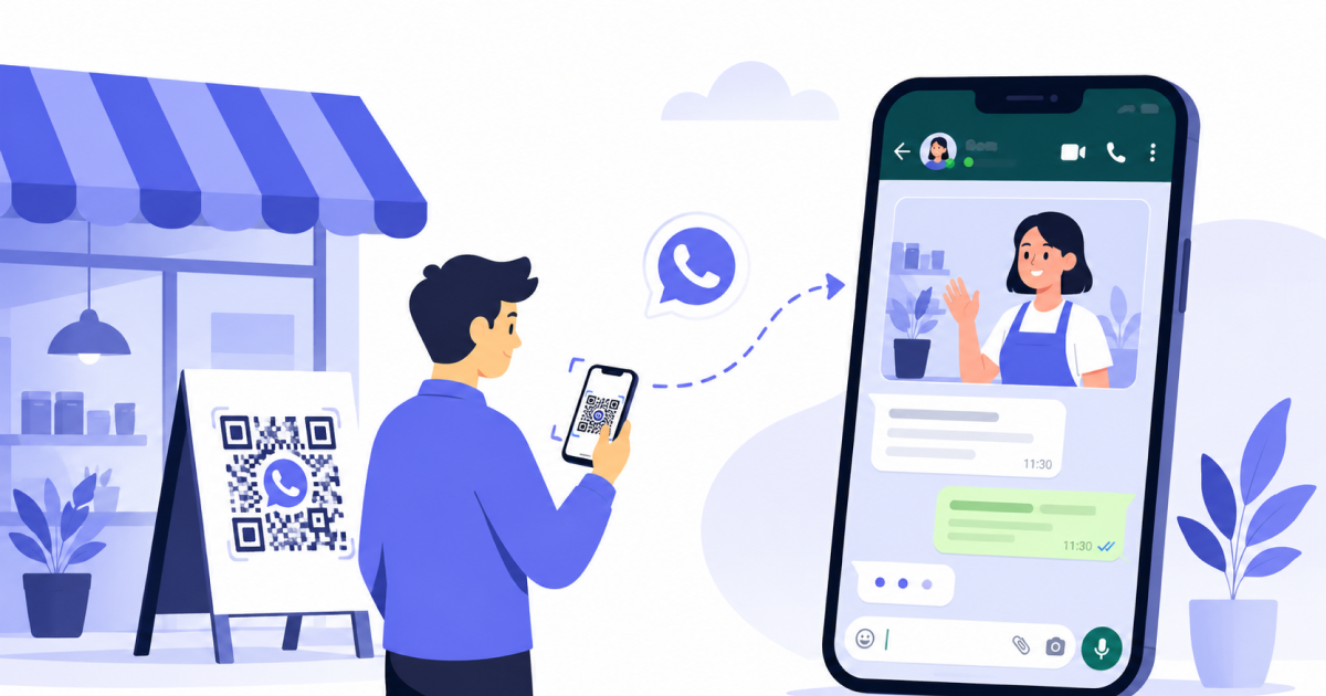 A person scanning a qr code to send a message over WhatsApp
